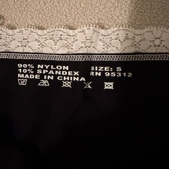 Women's Black V Neck Camisole with White Lace Trim and White Polka Dots - Picture 4 of 4